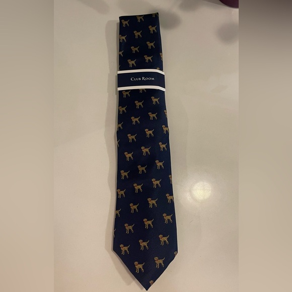 Macys Club Room Navy Dog Tie-Brand New - Picture 1 of 3